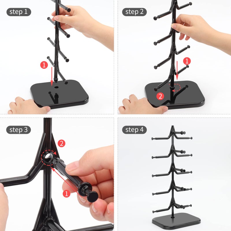 DesignSter Sunglasses Display-2PCS Set Eyeglasses Stand Rack, Sunglasses Organizer Stand, Sunglasses Storage (Black 2pcs) - Image 4
